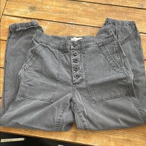 Madewell Gray Cargo Pants Relaxed Fit Elastic Cuffs